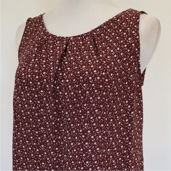 ANN TAYLOR LOFT Size 0 Gray Burgundy Pencil Skirt Blouse Set Career Office - Picture 6 of 14